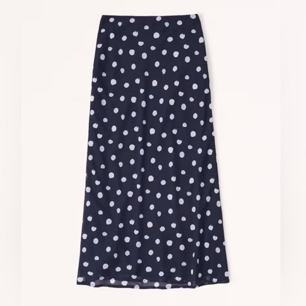 Abercrombie & Fitch Chiffon Column Polka Dot Midi Skirt